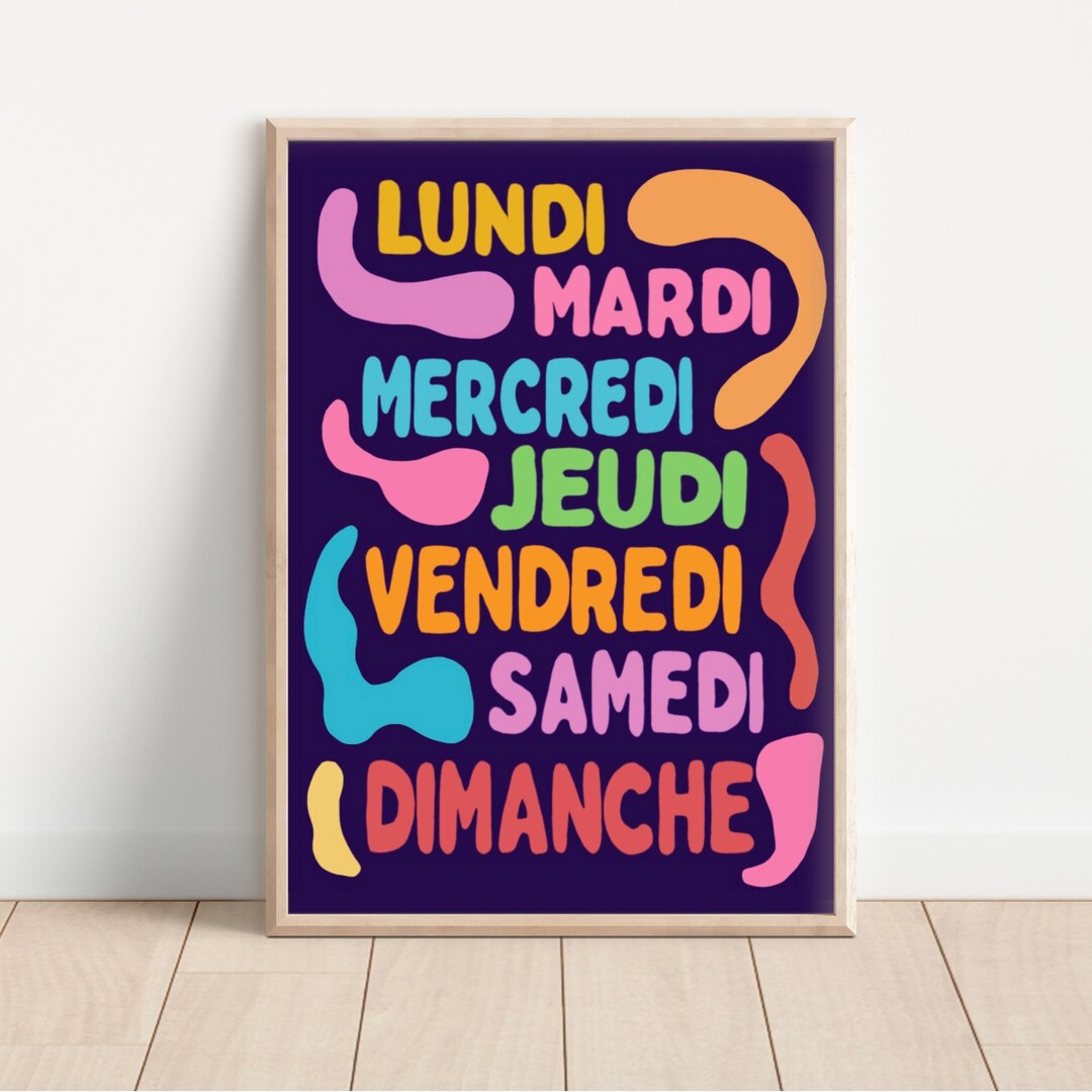French days of the week print for nursery bedroom playroom classroom etsy