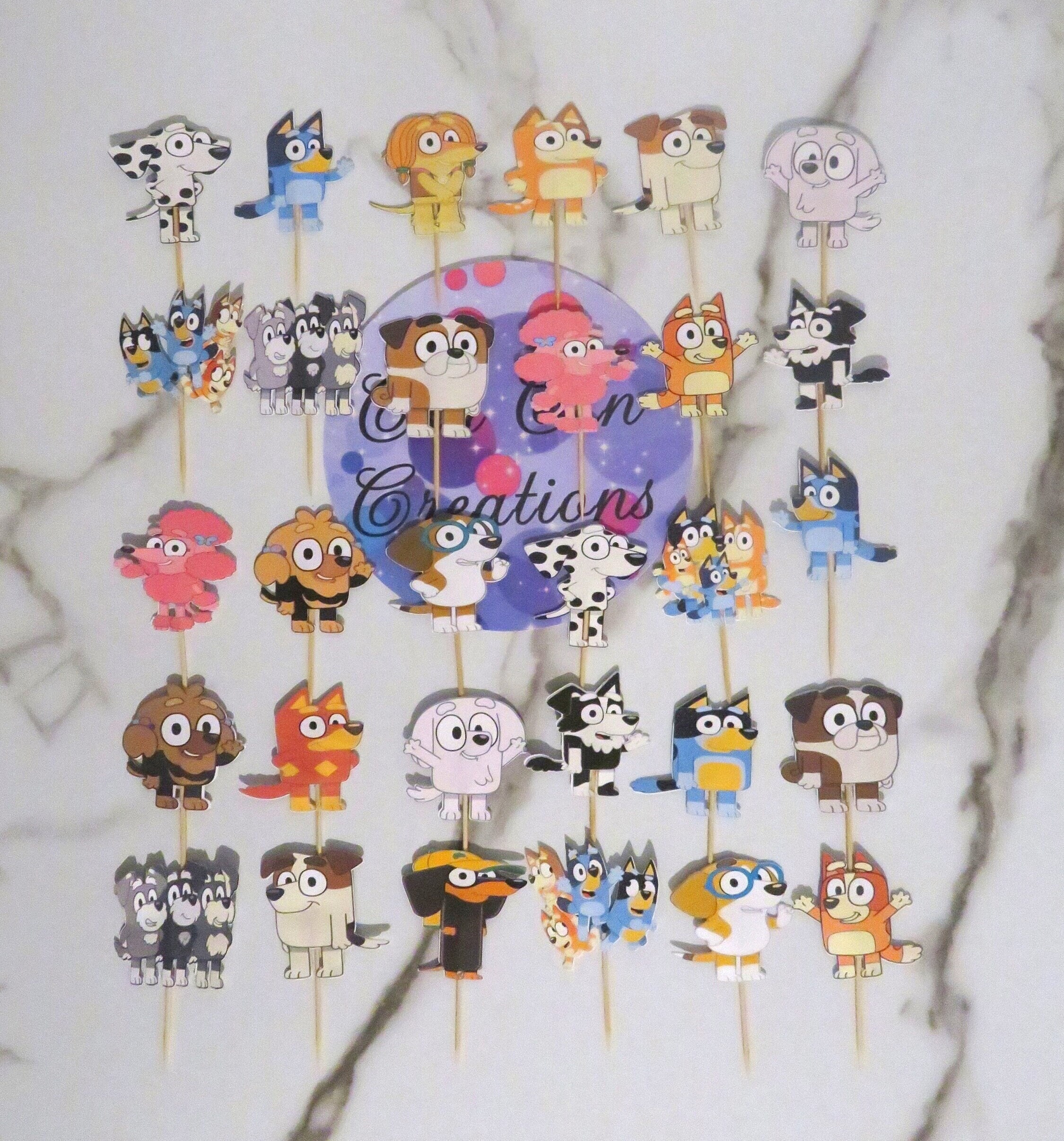 Double-Sided Bluey Character Toppers