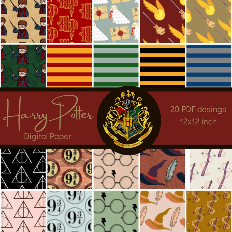 Harry Potter Digital Paper Scrapbook Paper 20 Imágenes 12x12 Etsy