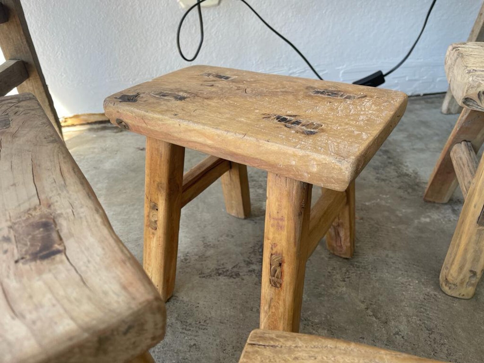 Antique Rustic Vintage Milking Stool Mini Stool Old Wooden Stool Unique