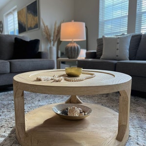 Antique round oak coffee table deals