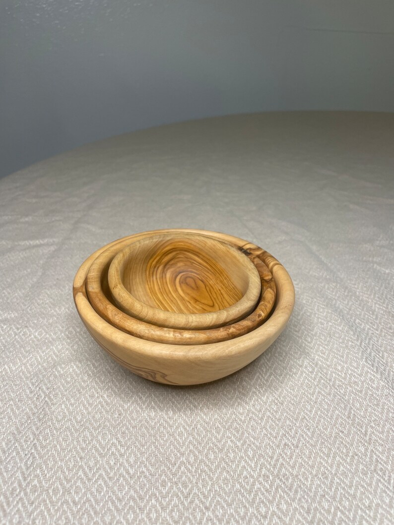 Olive Wood Nesting Bowls Handmade Hand Crafted Gift Etsy