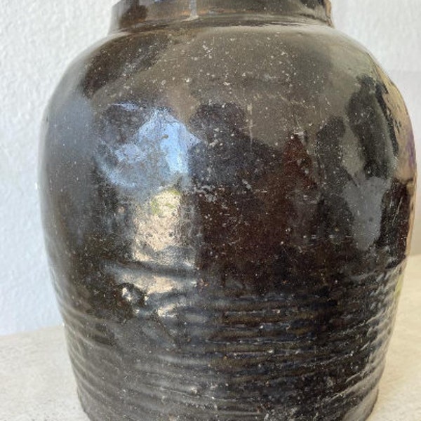 Handmade Black Glazed Vintage Oil Pot (Multiple Sizes) UP TO 22 INCHS