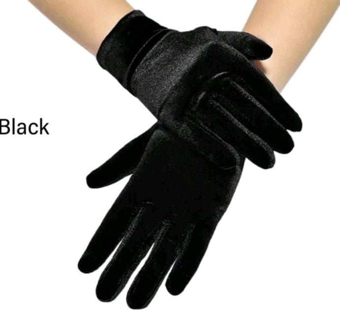 Black Velvet Short Gloves India
