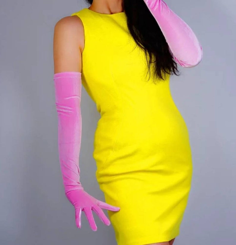 Long Pink Velvet Opera Gloves Etsy UK