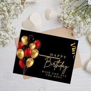 Carte d'anniversaire classique, carte d'anniversaire modifiable, impression numérique, carte de correspondance, carte d'invitation.