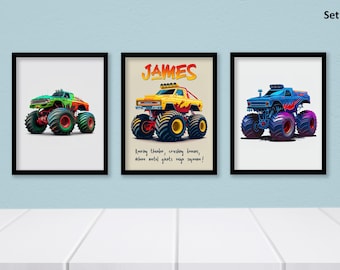 Custom Race Car Name Art  Watercolor Splash Car Prints (Set of 3)  Toy Car Wall Decor for Boys’ Room Personalized Name Wall Art SuperCars