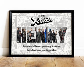 X-Men Personalized Art | Custom Watercolor Print with Your Name | Inspirational Superhero Art Featuring Wolverine, Storm, Cyclops & More