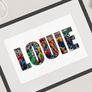 Heroic Personalised Marvel Name Poster / Wall Art Unique Kids Gift Idea for Spiderman, Hulk, Ironman fan image 3