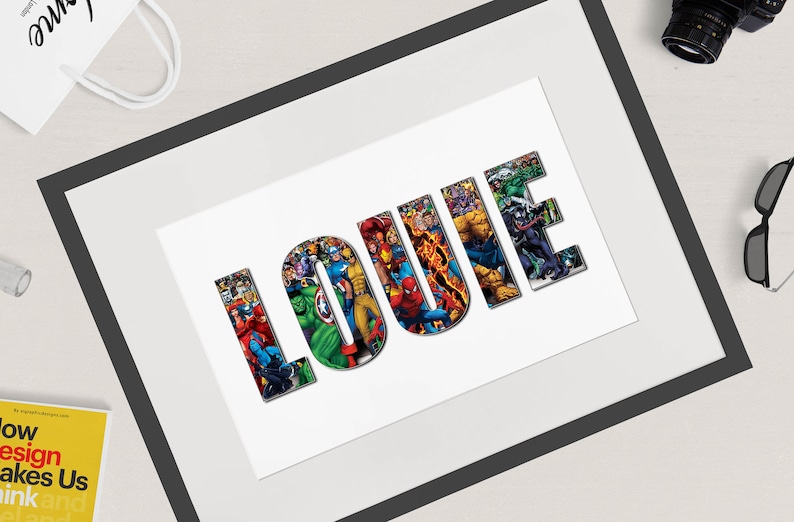 Heroic Personalised Marvel Name Poster / Wall Art Unique Kids Gift Idea for Spiderman, Hulk, Ironman fan image 3