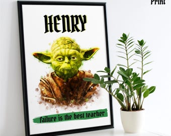 Personalised Star Wars Watercolor Art - Custom Name & Quote - Unique Gift for Star Wars Fans