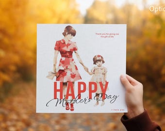 Personalized Mother's Day Card - Choose from 10 Heartwarming Designs - Customize with Your Own Title, Message, or Photo! Comes with Envelope
