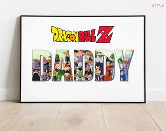Personalised Dragon Ball Z Name Art - Unique Gift for Fathers day, Daddy Birthday, Christmas & Anime Fans | Nursary decor Word Art Keepsake