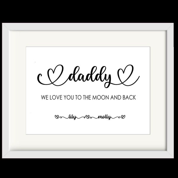 Personalised Lovely Typography Gift for Daddy Dad Birthday, Anniversary or any occasion A5 White Card  - Can be sent directly to recipient