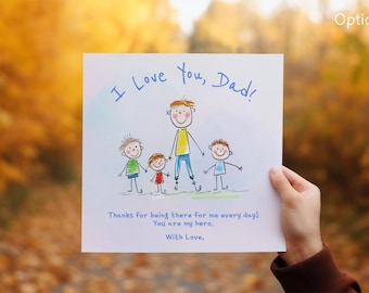 Personalized Father's Day  Card Choose from 10 Meaningful Designs   Custom Title, Message, or Photo  Includes Envelope