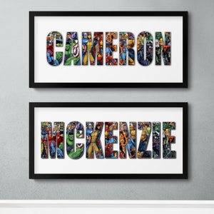 Heroic Personalised Marvel Name Poster / Wall Art Unique Kids Gift Idea for Spiderman, Hulk, Ironman fan image 10