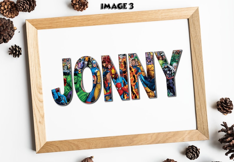 Heroic Personalised Marvel Name Poster / Wall Art Unique Kids Gift Idea for Spiderman, Hulk, Ironman fan image 4