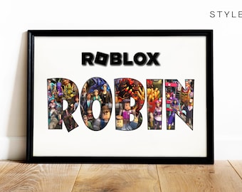 Custom Roblox Personalised Name Wall Art Print/Framed for Kids' Room Decor Birthday gift -Zombie Space Assassin Noob Attack ROBLOX Girl GAME