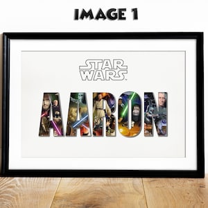 Starwars Theme Personalised Name Gift for him Kid Birthday Christmas Present Child Room Wall Art Decor - Star Wars -Darth Vader Luke Obi-Wan