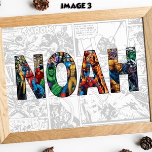 Personalised Marvel Named Gift Modern Customised theme Background Font Logo Message Comics Latest Trend Favourite Superhero Birthday Present image 3