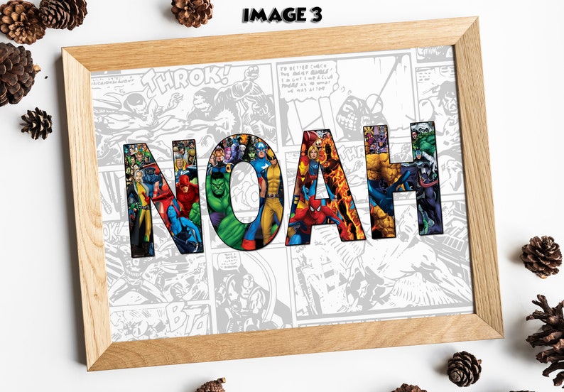 Personalised Marvel Named Gift Modern Customised theme Background Font Logo Message Comics Latest Trend Favourite Superhero Birthday Present image 3