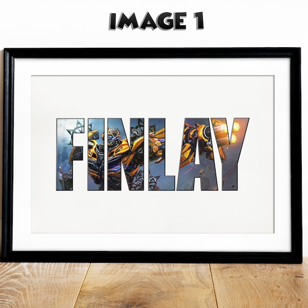 TRANSFORMERS Personalised Name > Framed or Print Gift for him Kid Birthday Christmas Present Child Room Wall Art Decor Bumblebee Cliffjumper