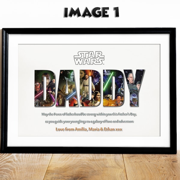 Custom Star Wars Inspired Print in Frame - Perfect Gift for Dad, Daddy, Uncle, or Grandad from Kids- Father's Day or dad's Birthday Surprise