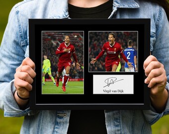 Virgil van Dijk Signed Print Mount Framed Printed Autograph Liverpool LFC Poster A4 Gift