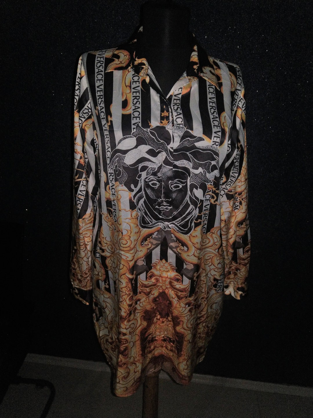 Versace L Dames Blouse jaren 80 stijl Etsy Nederland