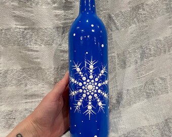 Snowflakes on blue bottle decoration