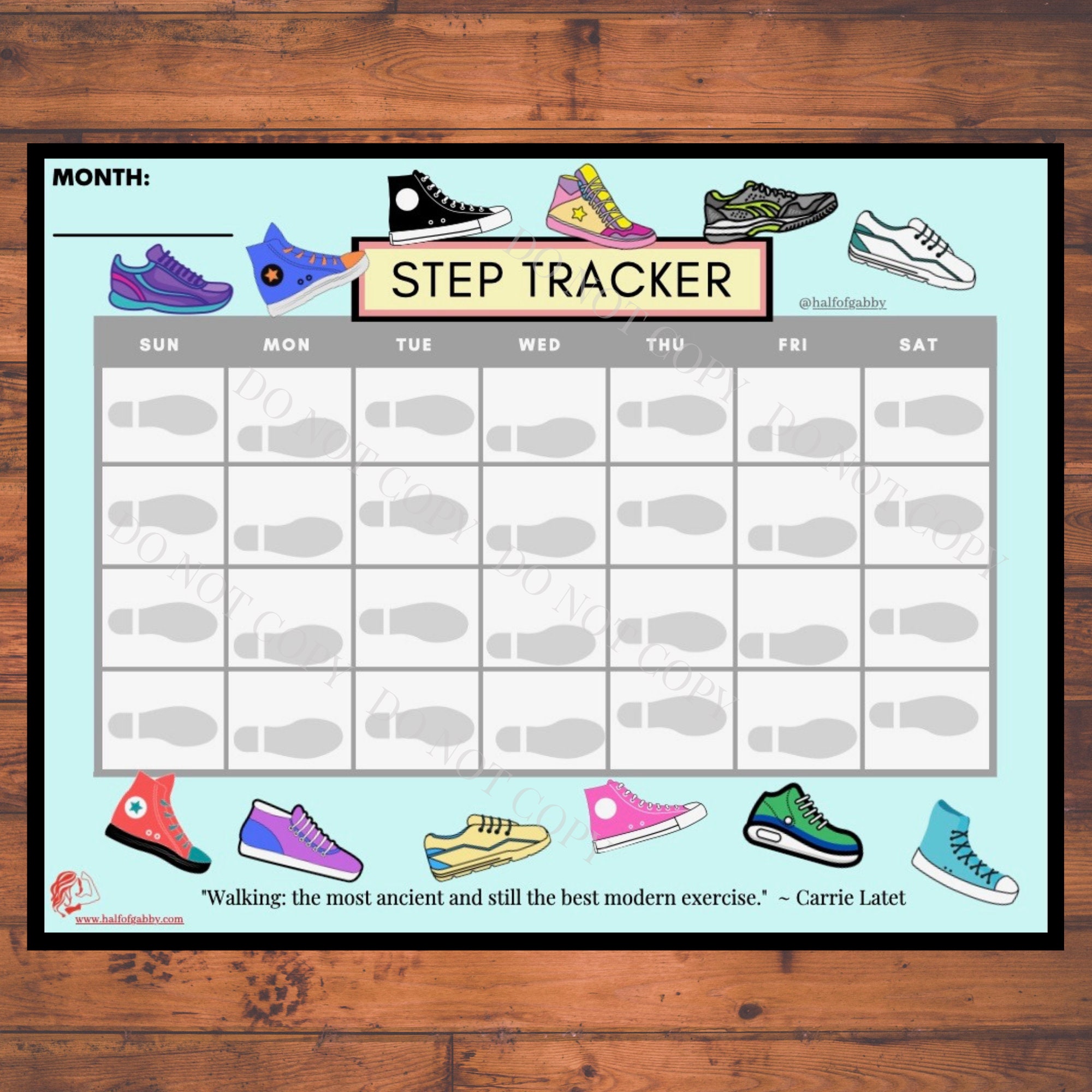 30 Day Step Tracker Printable Step Count Challenge Wa vrogue.co
