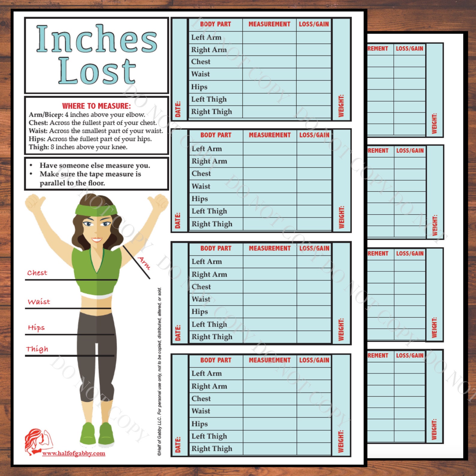 Inches Lost Measurement Tracker Measurement Tracker Weight Tracker