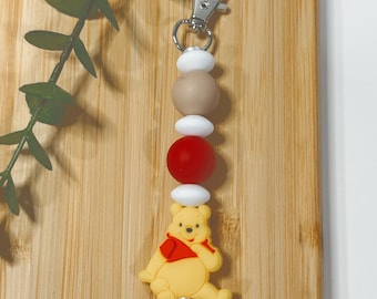 Handmade Winnie the Pooh Keychain | Silicone Beaded Bag Charm