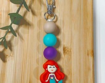 Ariel Inspired Silicone Beaded Keychain: Theme Park Bag Charm