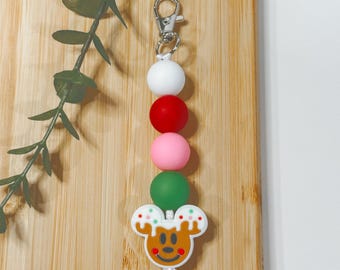 Llavero con orejas de ratón navideñas / Adorno para bolso con cuentas de silicona