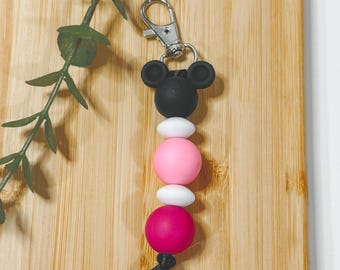 Llavero inspirado en Minnie Mouse / Adorno para bolso con cuentas de silicona