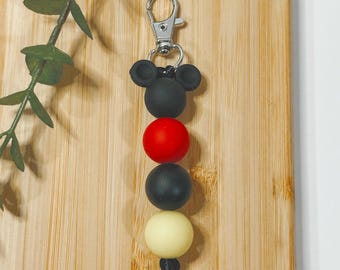 Llavero inspirado en Mickey Mouse / Adorno para bolso con cuentas de silicona
