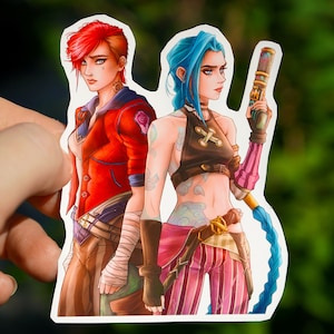 Hermanas - pegatina, Vi, Jinx, Powder, League of Legends
