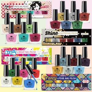 6 x Nagellack Lack Set 6 Verschiedene Farben Hell Pastell Perle Glitzer