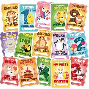 Cartes d'étapes pour bébé, boîte cadeau de 32 souvenirs différents d'Animal Kingdom