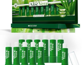 12 x Lip Balm Aloe Vera Lip Care Lipstick Full Size Hydrates and Softens Lips UK