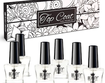 6-delige transparante nagellakset – 2-in-1 basis- en toplaag, langdurige glanzende afwerking