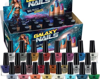 24 x Glitter Nail Polish Set Galaxy 24 Different Modern Colours UK Seller