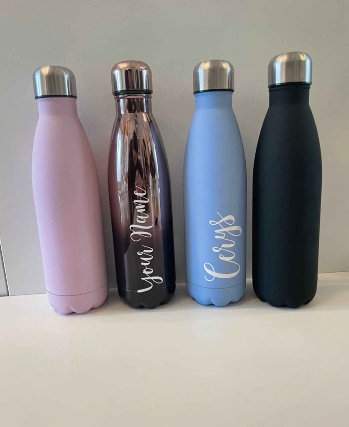 Personalised Name Water Bottle Flask Thermal Double Wall Etsy