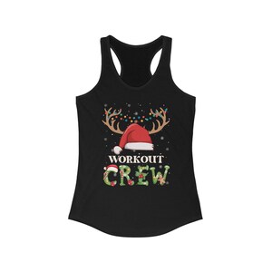 Kerst damestanktop - training crew - kerstmuts en gewei - gepersonaliseerd - sportkleding, groepstrainingshirt, fitnesstanktop, vakantie
