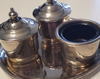 Antique Silver Plated Condiment Set