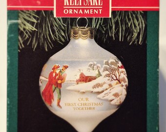 Hallmark Keepsake Ornament "Our First Christmas Together" 1991 Round, Glass