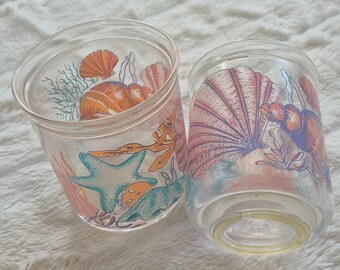 1980's Retro Culver 2 Dbl Marine Acrylic Old Fashioned Tumblers Made in Taiwan