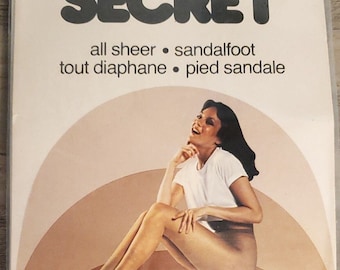 Vintage 1970's Mod Pantyhose Secret All Sheer Sandalfoot O/S Vanilla