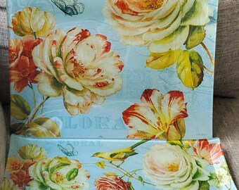 Authentic Lisa Audit Glass Serving Trays Floral, Spring Cottage Style